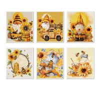 CREATCABIN 6Pcs Swedish Dishcloths for Kitchen Reusable Swedish Dish Towels Gnomes Absorbent Swedish Dish Rags Sunflower Bee Washable Sponge Cleaning Cloths No Odor Fast Drying Dish Cloths 7.6x6.7Inch