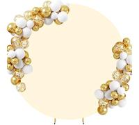 CREATCABIN 7.2FT Round Wedding Arch Cover Wedding Arch Stand Background Covers Adjustable Circle Backdrop Cover Polyester for Wedding Arch Birthday Party Ceremony Banquet Photography Decoration Beige