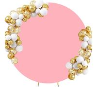 CREATCABIN 7.2FT Round Wedding Arch Cover Wedding Arch Stand Background Covers Adjustable Circle Thick Backdrop Cover Elastic Polyester for Wedding Arch Birthday Party Banquet Photography Decor Pink