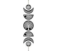 CREATCABIN 7 Pcs Moon Phase Wall Decor Boho Moon Wall Hanging Display Nordic Wood Wall Art Tree Of Life Hollow Home Decoration Wall Mounted Decal for Bedroom Living Room Apartment 31x6.2 Inch