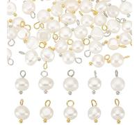 CREATCABIN 70Pcs/Box Cultured Freshwater Pearl Charms Pendants 2 Colors White Baroque Pearls Charms Oval Beads Bulk for Jewelry Making Findings DIY Craft Supplies Earring Necklace Bracelet Women Gift