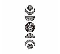CREATCABIN 7Pcs Moon Phase Wall Decor Boho Moon Wall Hanging Display Nordic Wood Wall Art Rose Flowers Hollow Home Decoration Wall Mounted Decal Display Ornament for Living Room Apartment 37.1x6.3Inch