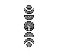 CREATCABIN 7pcs Moon Phase Wall Hanging Boho Decor Wooden Wall Art Witchy Decor Black Wooden Moon Cycle Signs Gothic Modern Hanging Sign Decoration for Gallery Ornament 6.3 x 37.1 Inch(Tree of Life)
