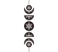 CREATCABIN 7pcs Moon Phase Wall Hanging Boho Decor Wooden Wall Art Witchy Decor Rustic Black Wood Farmhouse Sign Decorative for Bedroom Home Yoga Apartment Bar Living Room 6.3 x 37.1 Inch(Geometric)