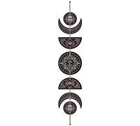 CREATCABIN 7pcs Moon Phase Wall Hanging Boho Decor Wooden Wall Art Witchy Decor Rustic Black Wood Sign Decorative Modern Art Wall Spiritual for Bedroom Apartment Bar Living Room 6.3 x 37.1 Inch(Eye)