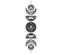 CREATCABIN 7Pcs Moth Tarot Moon Cycle Wall Hanging Half Round Wood Pendant Moon Hang Moon Phase Home Ornaments Wooden Moon Wall Decor Supplies for Bedroom Farmhouse Gallery Apartment Bar 37.1x6.3in