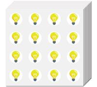 CREATCABIN 8 Sheets 128Pcs Bulb Stickers Small Lightbulb Sticker 1 Inch Yellow Light Bulb Round Icon Plastic Waterproof Self Adhesive Picture Decals for Scrapbook Dairy Album Cards Laptop Bottle