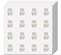 CREATCABIN 8 Sheets 128Pcs Happy Birthday Mini Stickers Small Planner Sticker Labels 0.98 Inch Self Adhesive Round Dot Cartoon Decal for Scrapbooking Laptop Luggage Cup Book Diary Party Favor Supplies