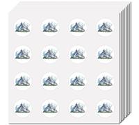 CREATCABIN 8 Sheets 128Pcs Mini Mountain Stickers Small Vinyl Decals 1 Inch Round Plastic Waterproof Self-Adhesive Cloud Picture Teacher Reward Sticker for Laptop Album Mobile Phone Decor Scrapbook