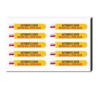 CREATCABIN 8 Sheets Automatic Door Stickers Mini Vinyl Coated Self Adhesive Stickers Waterproof Warning Sign Safety Caution Automatic Sliding Door Decals Yellow 174x276mm-Driver Will Open Door