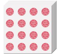 CREATCABIN 8 Sheets Happy Valentine's Day Circle Decals Bulk Round Dot Red Love Stickers Self Adhesive Labels Waterproof Plastic Dot Tags Removable Pattern Marking for Home Plan Remind Decor 0.98In