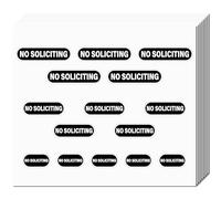 CREATCABIN 8 Sheets No Soliciting Stickers Mini Vinyl Coated Self Adhesive Stickers Waterproof Warning Sign Decals Removable Black No Soliciting Sign Decal for Outdoor Indoor House Home 166x145mm