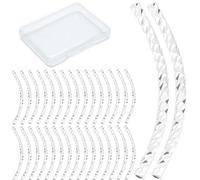 CREATCABIN 80 Pcs Curved Tube Beads Metal Smooth Noodle Tube Beads 925 Sterling Silver Plated Brass Long Curved Spacer Connectors Bulk Tube for Jewelry Making Wrist Anklet Necklace 25mm
