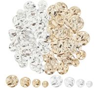 CREATCABIN 80Pcs 8 Styles Flat Round Links Connector 24K Gold Plated Twist Textured Round Links Brass Blank Tag Charms 925 Sterling Silver Plated for Jewelry Making Findings Bracelet Necklace Earring