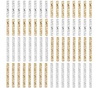 CREATCABIN 80Pcs Tube Beads Long Noodle Beads Metal Loose Beads Straight Twist Spacer Bead 18K Gold & 925 Sterling Silver Plated Brass Corrugated Tube Beads for DIY Jewelry Making Accessories 2Size