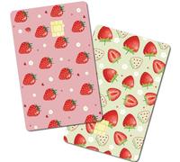 CREATCABIN 8Pcs Credit Card Skin Debit Card Sticker Strawberry 2 Colors Personalizing Card Decor Waterproof Removable Bank Card Protecting Rfid Blocking Sticker for Credit Card Holders 3.3x2.1in