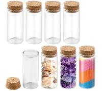CREATCABIN 8Pcs Glass Test Tubes with Cork Stoppers 30x78mm Clear Flat Test Tubes Liquid Sample Vial Wishing Bottle for Plants Propagation Scientific Experiments Salt Candy Storage Party Decoration