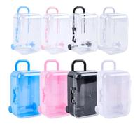 CREATCABIN 8pcs Mini Suitcase Plastic Candy Box Tiny Travel Luggage Jewelry Eyelash Rolling Trolley Case Doll Accessories Trunk Small Purse Handbag Luggage Gift Storage Box for Wedding Party Decor