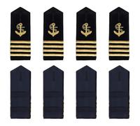 CREATCABIN 8Pcs Shoulder Boards Gold Anchor Epaulettes Professional Uniform Bars Shoulder Board Four Bars Gold Stripes Hardboard Captain Sailor Sliders Insignia for Cosplay 5.3×1.96 Inch, Black