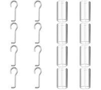 CREATCABIN 8pcs Wand Wire and Sleeve Collar Blind Hook and Sleeve Horizontal Mini Blind Wand Replacement With Hook Vertical Window Opener Repair Parts With 1 Inch Square Headrails Stainless Steel