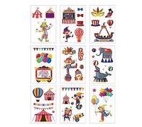 CREATCABIN 9 Sheets Circus Carnival Animals Window Clings Clown Amusement Park Window Stickers Decals Waterproof for Glass Windows Doors Party Stairway Wall Classroom Home Decorations 12x7.6Inch