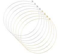 CREATCABIN 9Pcs 2 Colors 5.5 Inch Wire Collar Necklace Open Choker Necklaces for Women Gold Silver Metal Brass Round Wire Wrap Plain Cuff Chokers Chain for DIY Jewelry Making Craft Accessories