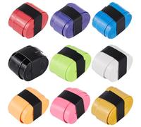 CREATCABIN 9Pcs 9 Colors Tennis Racket Grip Tape Racquet Grip Pickleball Overgrip Tennis Badminton Racket Grip Tape PU Leather Tacky Over Wrap Bands for Comfort Anti-Slip Absorbent Grip 2.5x110cm