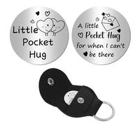 CREATCABIN A Little Pocket Hug Keychain for When I Can't Be There Inspirational Long Distance Relationship Keepsake 1.2 Inch Stainless Steel Double Sided Coin Token Sign Souvenir for Family Friends