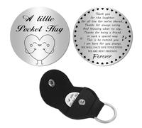 CREATCABIN A little Pocket Hug Token Inspirational Gifts Long Distance Relationship Keepsake Token Stainless Steel Double Sided Coin with Leather Keychains for Women Men Valentines Day 1.2 x 1.2Inch