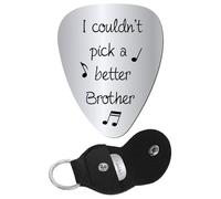 CREATCABIN Acoustic Guitar Pick I Couldn't Pick a Better Brother Engraved Stainless Steel Guitar Plectrums with Leather Keychain Pouch Instrument for Acoustic Electric Rock Bass Gifts 1.26 x 1in
