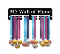 CREATCABIN Acrylic Medal Holder My Wall of Fame Medal Holder Display Rack Stand Wall Mount Hanger Hanging for Home Badge 2 Lines Athletes Medalist Running Soccer Gymnastics Over 20 Medals