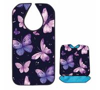 CREATCABIN Adult Bibs Food Bibs for Elderly Men Customized Butterfly Bibs for Men Waterproof Adult Bibs for Eating Clothing Protectors for Bib Adult Eating Bedridden Patient Reusable Bibs 34x18in