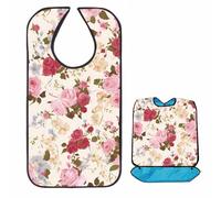 CREATCABIN Adult Bibs Food Bibs for Elderly Men Customized Rose Bibs for Men Waterproof Adult Bibs for Eating Clothing Protectors for Bib Adult Eating Bedridden Patient Reusable Bibs 34x18in