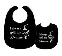 CREATCABIN Adult Bibs for Eating Waterproof Washable Clothing Protectors Canvas Reusable Dining Black for Elderly Women Men Hospital Disabled Table Feeding 23.5x18Inch-I Always Spill My Food Down Me