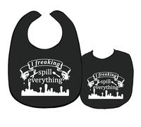 CREATCABIN Adult Bibs for Eating Waterproof Washable Clothing Protectors Canvas Reusable Dining for Elderly Women Men Hospital Disabled Bed Table Feeding 23.6x17.7Inch-I Freaking Spill Everything