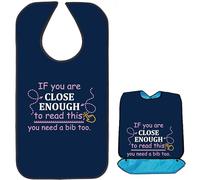 CREATCABIN Adult Bibs for Eating Waterproof Washable with Crumb Catcher Clothing Protector Canvas Reusable Dining for Elderly Women Men Hospital Disabled Bed Table Feeding 34x18Inch-You Need a Bib Too