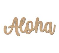 CREATCABIN Aloha Wooden Cutout Word Wood Sign Unfinished Greeting Letter Blank Painting Craft Hanging Slices Pieces Ornaments for Wall Door Wreath Christmas Trees Home DIY Decoration 4.3 x 11.8 Inch
