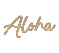 CREATCABIN Aloha Wooden Sign Word Wood Cutouts Greeting Letter Blank Unfinished Painting Hanging Craft Pieces Ornaments Slices for Wall Door Wreath Christmas Trees Home DIY Decoration 4.9 x 11.4 Inch