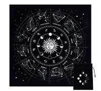 CREATCABIN Altar Cloth Moon Phases Sun Celestial Constellation Tarot Deck Spiritual Tapestry Tablecloth Sacred Cloth Astrology with Tarot Card Bag for Divination Witchcraft Pagan 19.37 x 19.37 Inch