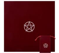 CREATCABIN Altar Cloth Tarot Card Bags Square Tarot Cloth Red Pentagram Velvet Packing Jewelry Pouches Tarot Storage Drawstring Bag Table Cloth for Crystals Witchcraft Divination Witchery Supplies