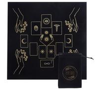 CREATCABIN Altar Cloth Tarot Table Cloth Gothic Cards Bag Square Table Cover Divination Black Velvet with Tarot Drawstring Pouch Set Tarot Card Gift for Witchcraft Supplies Witch 19.5Inch-Magic Hand