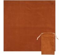 CREATCABIN Altar Cloth Tarot Table Cloth Napkins Cards Bag Square Tablecloth Cover Thick Velvet with Tarot Drawstring Pouch Set for Divination Witchcraft Pagan Gift Tarot Lover 19.48x19.48 Inch Brown