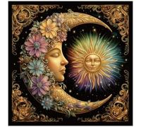 CREATCABIN Altar Cloth Tarots Cards Tablecloth Moon Sun Witchcraft Mat Tapestry Tablecloth Spiritual Cloth Velvet Square Wall Hanging Divinations Cards Table for Ritual 20x20Inch