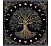 CREATCABIN Altar Cloth Tarots Tablecloth Tree of Life Witchcraft Mat Tapestry Tablecloth Spiritual Cloth Velvet Square Wall Hanging Cloths Divinations Cards Table Cloths for Ritual Supplies 20x20Inch