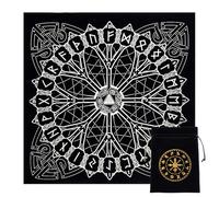 CREATCABIN Altar Cloth Viking Runes Celestial Constellation Tarot Deck Spiritual Tapestry Tablecloth Sacred Cloth Astrology with Tarot Card Bag for Divination Witchcraft Pagan 19.49 x 19.49 Inch