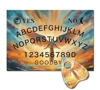 CREATCABIN Angel Fairy Pendulum Dowsing Divination Board Wooden Spirit Board Pendulum Board Talking Board Kit Metaphysical Message with Planchette for Witchcraft Altar Supplies 11.8x8.3Inch