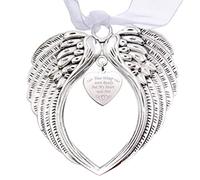 CREATCABIN Angel Wings Memorial Ornaments Christmas Hanging Decor Your Wings were Ready but My Heart was Not Heart Pendant Memory Gift for Loss Loved Ones Mum Dad Holiday Decoration