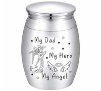 CREATCABIN Angle Ashes Urn Keepsake Butterflies Cremation Urn Mini Urns Stainless Steel Memorial Ashes Holder Container Jar for Human Ashes Dad Pets Remains 1.18x1.57 Inch-My Dad My Hero My Angle