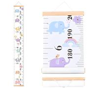 CREATCABIN Animal Growth Chart For Wall Cartoon Growth Height Chart Handing Ruler Measurement Wall Decor Canvas Removable Height Growth Chart for Home Living Room Decoration Nursery 4.9 FT Elephant