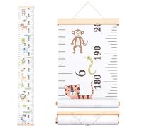 CREATCABIN Animals Growth Chart Fabric Canvas Height Measurement Ruler Wood Frame Hanging Removable Cartoon Wall Rulers for Home Living Room Decoration Nursery Decor Gift 8.39 x 59 Inch